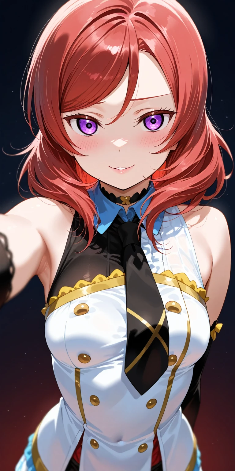 multicolored hair, red hair, multicolored eyes, mismatched pupils, smile, high detail, high detail, anime, anime style, sparkle, glowing light, god rays, ray tracing, backlighting, UHD, UHD, UHD, masterpiece, super detail, high details, high quality, award winning