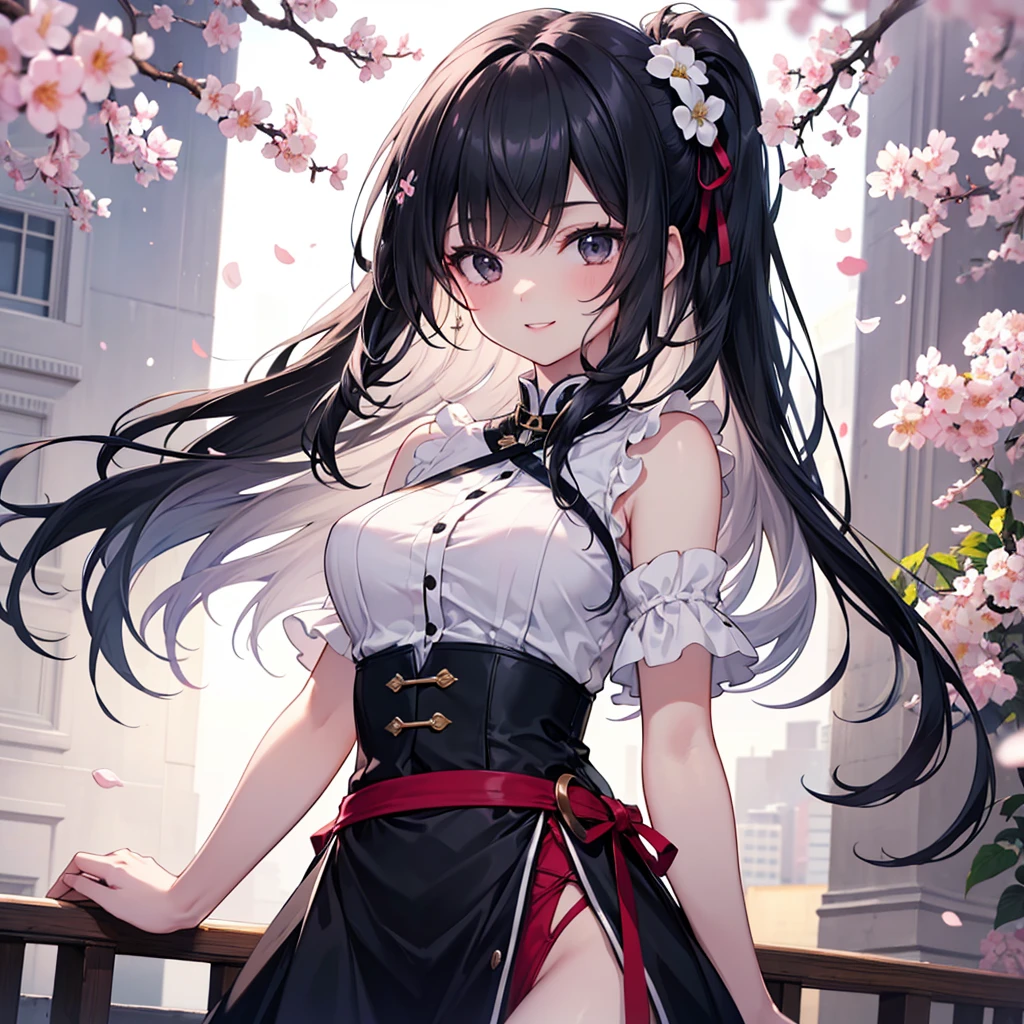 (((beautiful anatomy hands and fingers))), (masterpiece:1.1), (best quality:1.0), (ultra highres:1.0), (8k resolution:1.2),(realistic:1.0),(ultra detailed1.4), (sharp focus:1.0), (RAW photo:1.1), (lighting:1:1),

meryl_\(tower of fantasy\), 1girls, (silver_hair:1.2), (bust:1.2), blue_eyes, (sex_smile:1.2), blue_sky, small_breasts, elbow_gloves, black_gloves, hair_ornament, thigh_strap, solo, (black_Pettiskirt:1.2), (tutu:1.2)

sakura_\(Japan\), architecture, bare_tree, branch, bridge, building, chain-link_fence, cherry_blossoms, city, cityscape, day, east_asian_architecture, fence, flower, gate, no_humans, outdoors, pagoda, pavement, petals, real_world_location, scenery, shrine, skyscraper, spring_\(season\), stone_lantern, street, tokyo_\(city\), tower, tree

 <lora:Meryl_Sakura_TOF_v1.1:1:MIDD>   <lora:Meryl_Sakura_TOF_v1.1:0.015:Background>