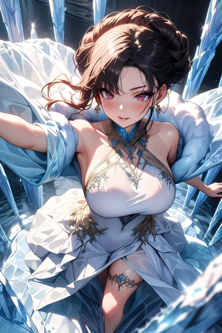 1 woman、Radiant hair、fluffy and soft hair、Sparkling eyes、爆乳、Too large breasts、Seductive breasts、Sheer underwear、Tiara of the Goddess、goddess god々Feeling、lace cape、aquamarine choker、Castle Room、Long Lace Bale、Ruffles and ribbons、A smile、The upper part of the body、 A glowing wand made of crystal.、Wings encrusted with aquamarine、A benevolent look、Eternal brilliance、Too large breasts、爆乳、puffy chest、Cinderella's Castle、Navel Ejection、I can see my nipples