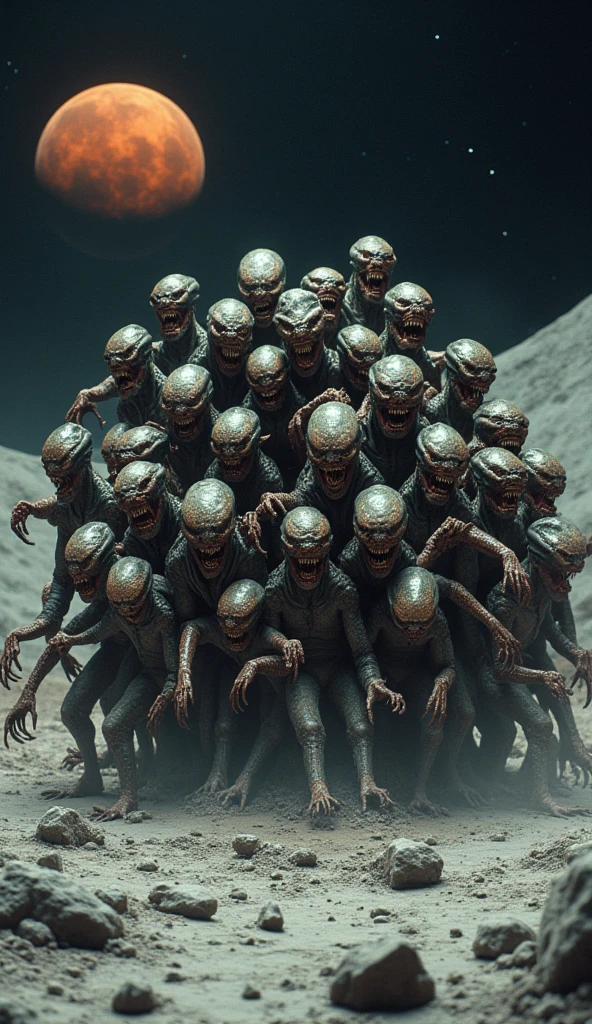 in (medium full shot:3.1), in (side view:3.1) of lot of characters walking from (Galaxy of Terror:3.1), inspired by style of Zdzislaw Beksinski art, with yellow sky, in apocalypse of chaotic world, monsters, robots, daemons, aliens, mutant (with Creepy, Sci-Fi, Fantasy and Horror:2.9) retro sci fi, Horror movie, ((Cinematic film)), ((Ultra Detailed)), Complex, ((Sharp Focus)), Object Texture, Studio Photo, Complex Details, ((Highly Detailed)), Photo Real Style, ((Hyper-realistic)), High Dynamic Range, ((Realistic Textures)), 8K UHD, Nikon D 850, Kodak Portra 400, Fujifilm XT, 3D rendering