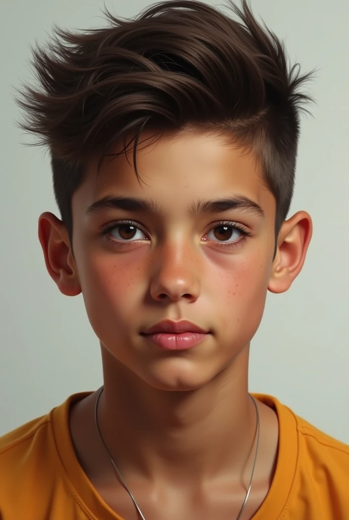 A boy mohawk cut age 15 years Brazil shirt 2018 world cup