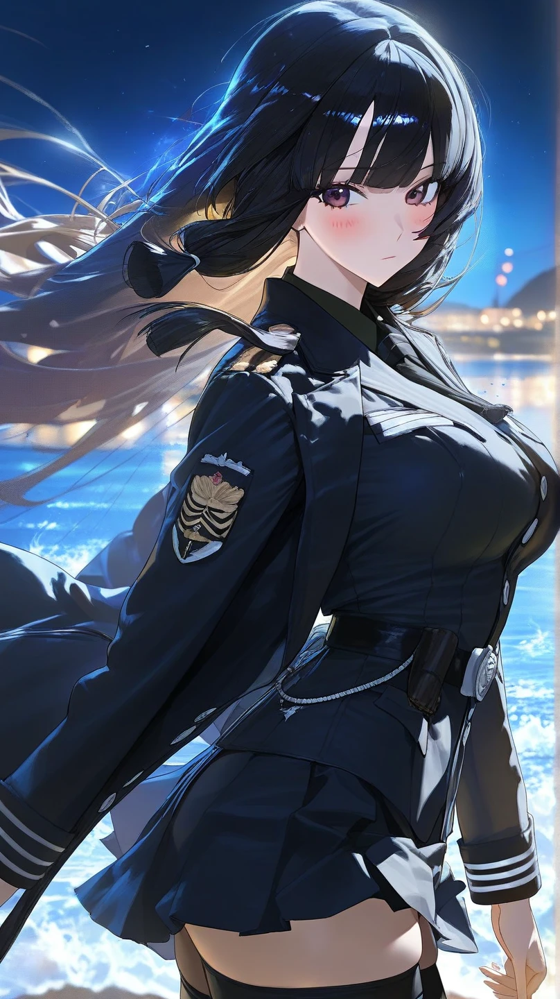 absurd res, high res, (masterpiece:1.4), ultra-detailed, 1girl, from above down, space, floating,grimness,blue eyes