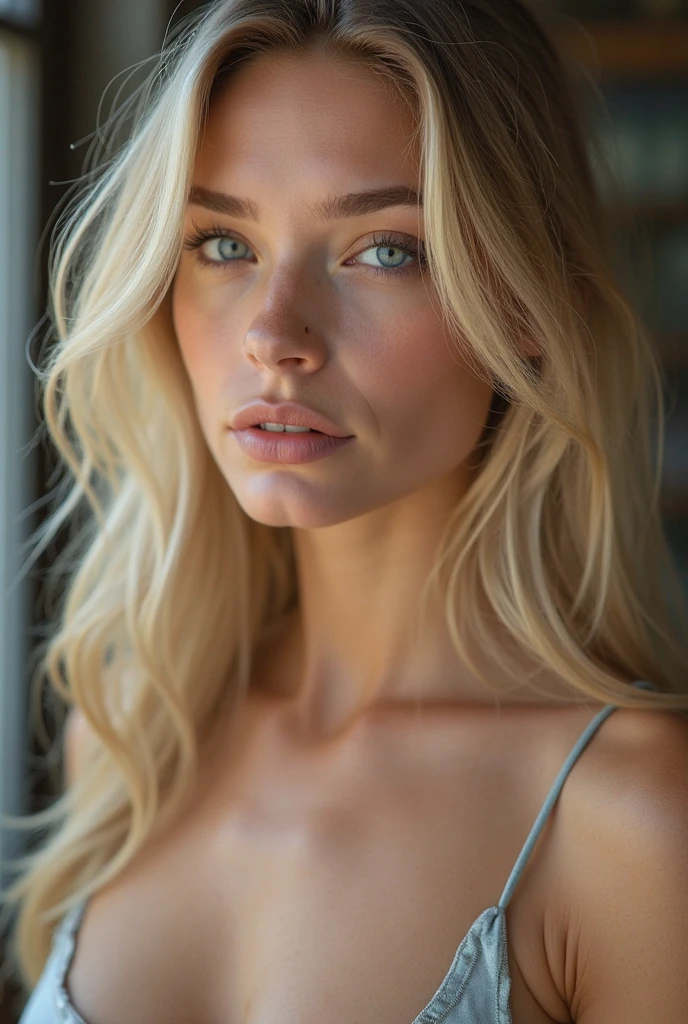 beautiFul European girl with blue colored eyes and blonde hair, at the restaurant, Front photo, ultra-high resolution, (photorrealistic: 1.4), high resolution , (Finely detailded skin), (blue colored eyes), (perfect proportions) (Realistic Photos) (boss of&#39;work of art) (photorrealistic), ultra-realistc (best quality) (detailded) Photographed with a Canon EOS R5, 50 mm lens, F/2.8, (8k) (fund&#39;screen) (Cinema lighting) (Dramatic lighting) (Complex) lo fashion