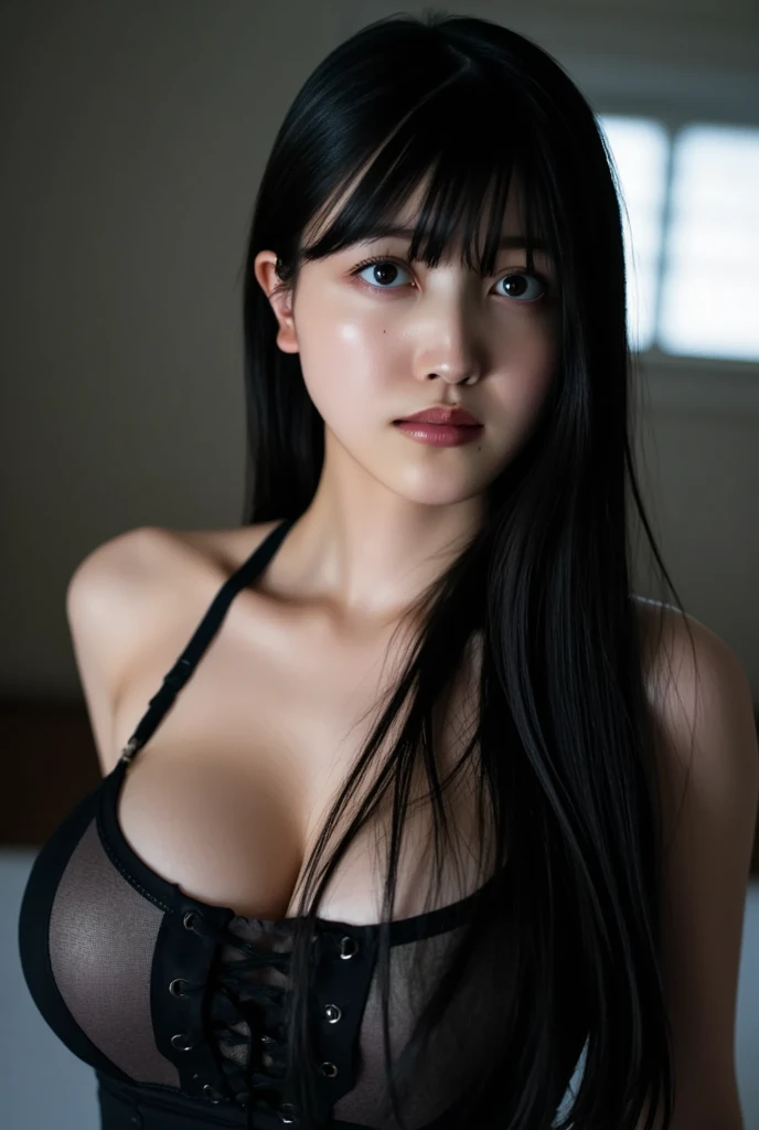 masterpiece, Highest quality, Unreal Engine, Super Resolution, Very detailed, Complex, colorful, Clear images, Sharp focus, Digital Blending,
One beautiful woman, A single actress, ashidamana, Perfect Eyes, Perfect Face, Ultra detailed hair, Ultra detailed face, Very detailed lips,Vivid expression, Healthy Body, very cute, Realistic details of an Asian person's sweat glands, Smooth skin texture, Carefully drawn,
(humidity:1.2), Beautiful Eyes, (Attractive face:1.2), (Beautiful Skin), (Big Breasts), (Ultra glossy, Bondage Rubber Suit), High heels, Puffy nipples, Tight waist, Sticky with sweat, (Oily skin), (Oily and shiny suit), Sexy pose,
Studio Photo, Outdoor, In the back alleys of the slums, Low angle shot from the feet,