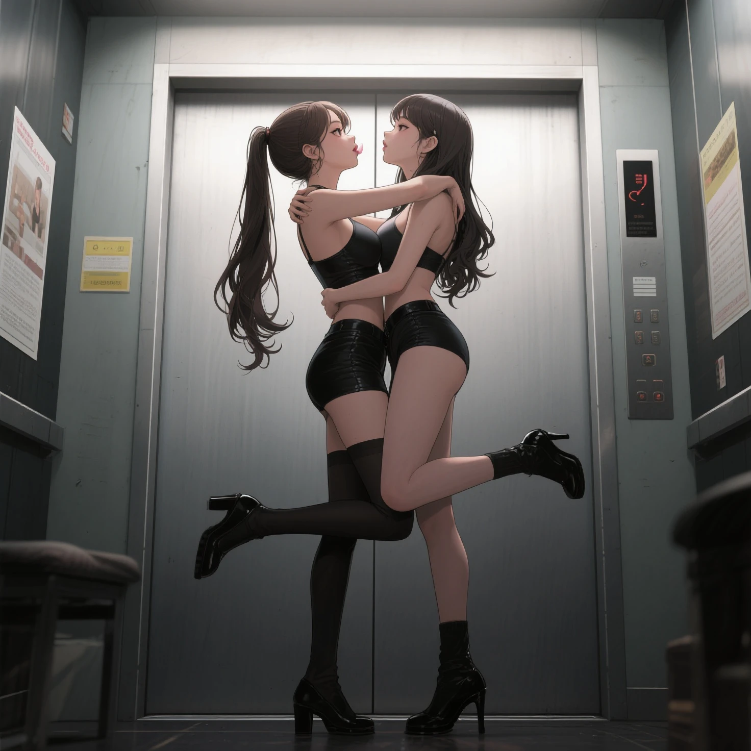 ((1人のIn underwearの女性がセクシーにOffice corridorを歩いているBack view:1.4), Beautiful Anime Women, Beautiful art style, Anime characters, ((Smooth texture, Realistic texture, Anime CG Style)), ((Highest quality)), (Very detailed), (Very detailed CG 統合 8k 壁紙), Very detailed, High-resolution RAW color photos, Professional photography, Brown Hair, Stylish hairstyle, Slender body, (Stunningly beautiful woman), (Office corridor, In the background many business people are walking down the corridor, There is a window in the hallway:1.4), ((Black high heels), (Sexy and cute red underwear:1.3), (Stylish shiny red satin panties, Side-tie panties, Panties with lace trim:1.3), (Thin panties:1.3), (Red Micro Lace Satin Bra, Red bra with lace trim, Thin bra:1.3), (lace garter belt, Garter Strings, Black knee socks:1.3):1.3), naked, In underwear, In underwearのオフィスレディ, Exact number of arms, Exact number of legs, Perfect Anatomy, (Embarrassed expression, Surprised expression), Angle from the rear, Exact finger count、Exact number of legs、(Exact number of arms:1.0, Exact number of hands:1.0), (Perfect hands, Perfect Anatomy), (Back view:1.4)