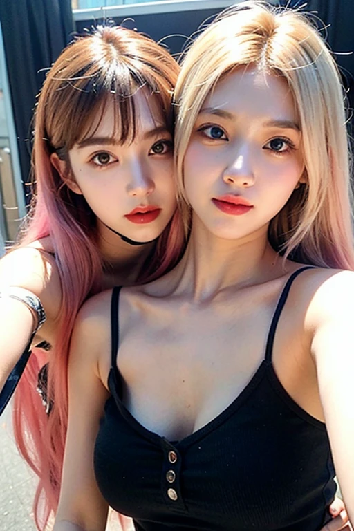 Dos mujeres con el pelo largo y rojo posando para una foto., ig model | germen de arte, obra de arte al estilo de guweiz, realistic art style, in the Estilo de Arte of bowater, estilo anime realista 3d, Fotorrealista!!!!!!! Estilo de Arte, nixeu y sakimichan, [ arte digital 4k ]!!, ruan jia and germen de arte