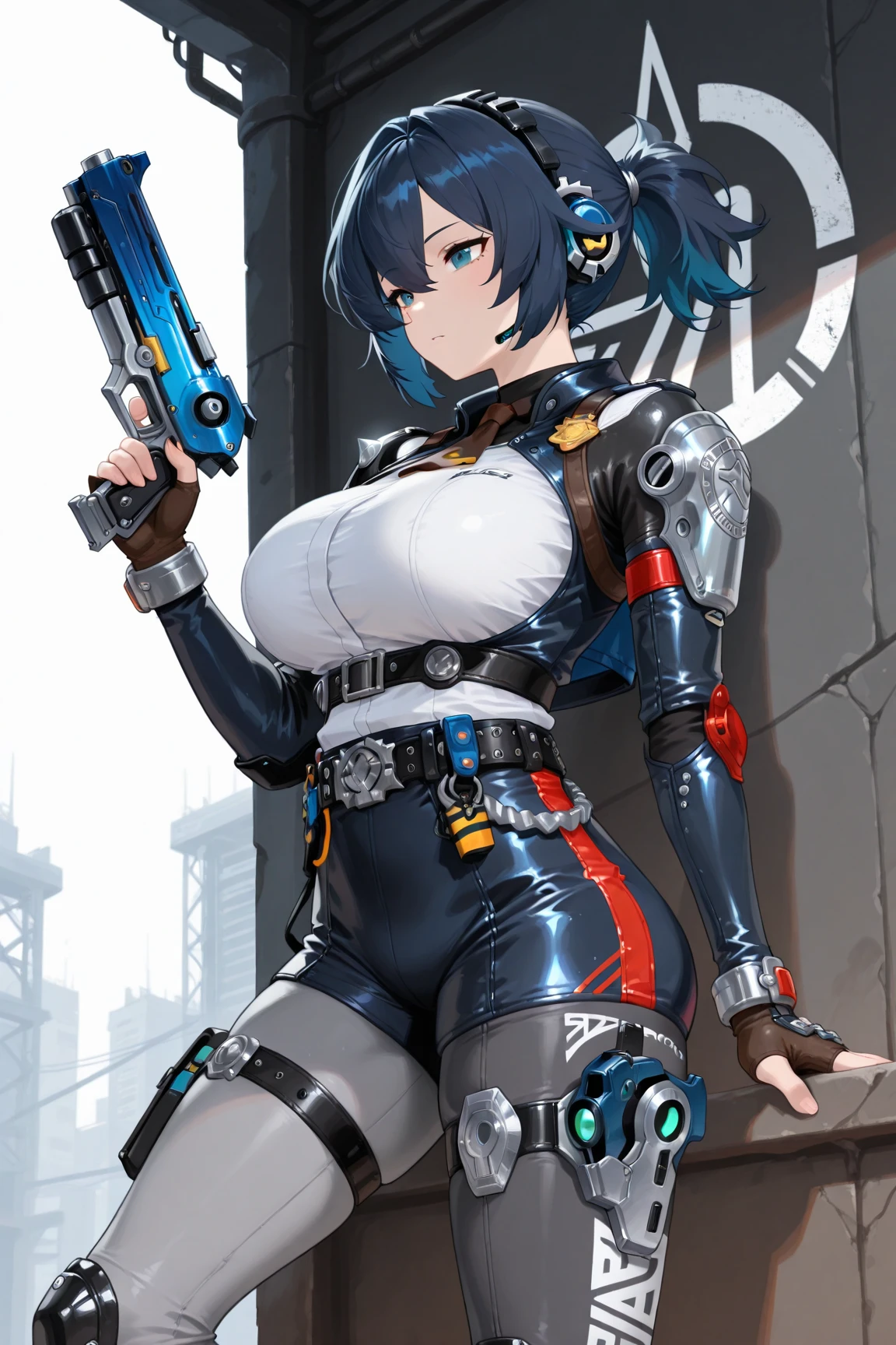 ((Best Quality, 8K, Masterpiece: 1.3)), best quality, ultra high res, a close up of a girl in a bodysuit with a gun, perfect android girl, bikini + tattered military gear, katana zero video game character, m4 sopmod ii girls frontline, gynoid cyborg body, girl in mecha cyber armor, gynoid body, mechanized valkyrie girl, android heroine, mechanized soldier girl