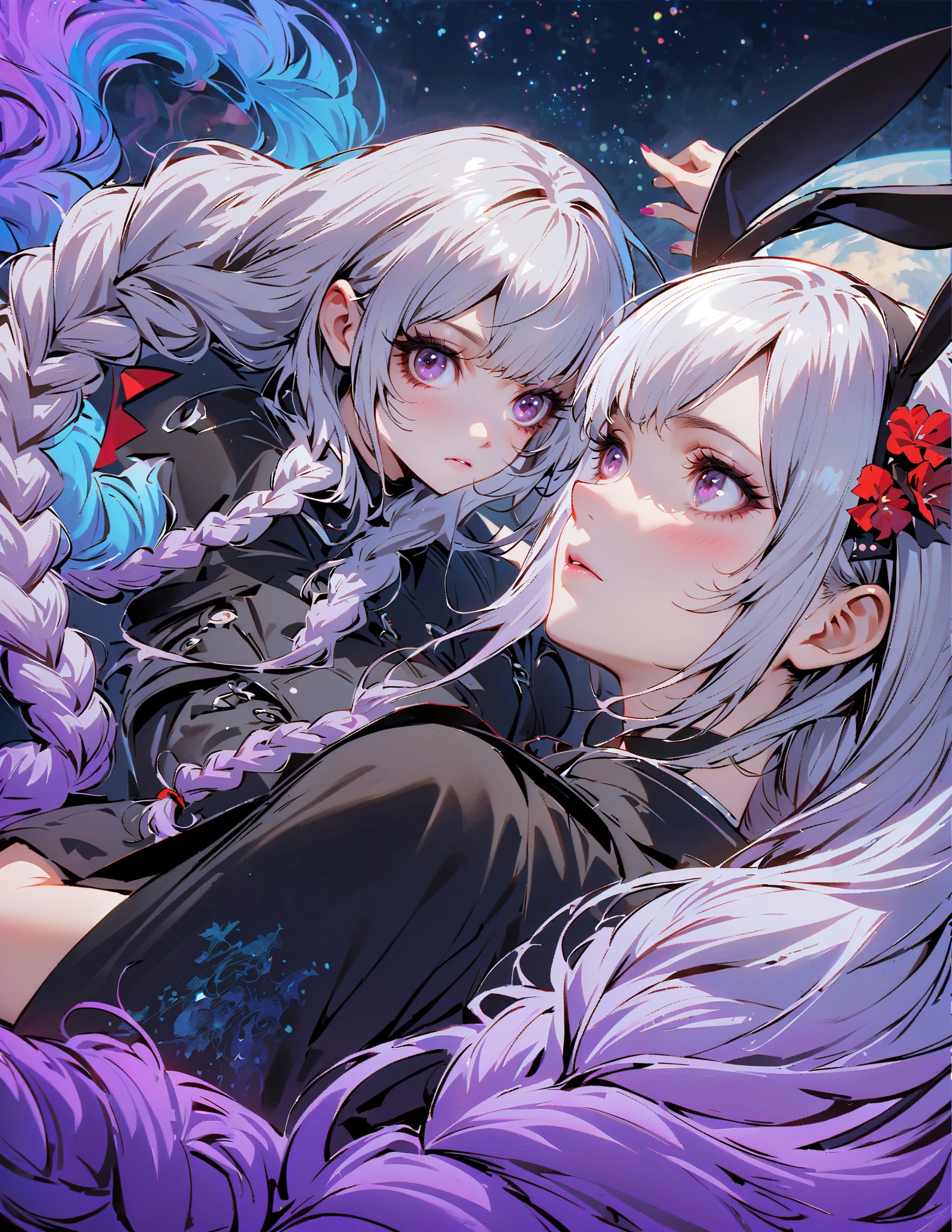 Kimetsu no Yaiba, light pink eyes and white hair