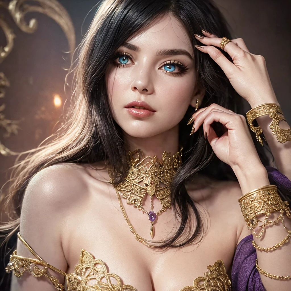 hyper realistic, 8k, award winning digital art, dark fantasy, dramatic lighting, deep shadows, a seductive woman, beautiful detailed eyes, beautiful detailed lips, extremely detailed face and skin, long eyelashes, (the most sexy woman in the world is seducing me), (she is trying to steal my vital energy through a forbidden sorcery ritual), the sensuality she exudes is hard to resist, I'm trapped in a heavy sexual tension dream, provocative pose, alluring expression, dark magic ritual, forbidden sorcery, mystical energy, dramatic lighting, chiaroscuro, moody atmosphere, cinematic composition