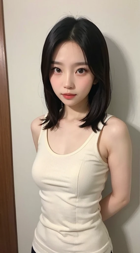 An 8-year-old girl looks hot as she pulls up her white tank top((Dwarf&#39;very thin body))((Flat Chest))((extreme micro head))She has a slim figure and incredibly small breasts..。She has a beautiful face with small eyes and clear skin..。Short hair, Light brown with wavy tipy breasts are visible through the sides of my folded, sheer tank top.。((Under the cherry tree、Cherry Blossom Viewing)) Indonesia、Completely ?????、I can see your boobs、I can see your tummy、I can see her nipples、Big 