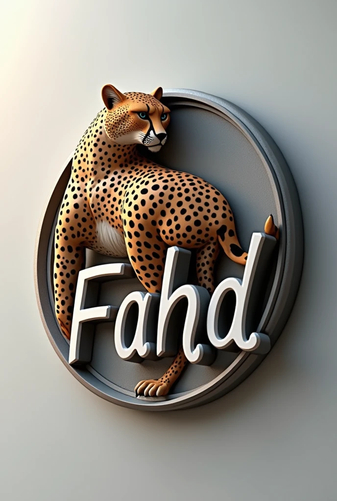 Fat tiger with a t-shirt that says FUAD in capital letters (realistic drawing)