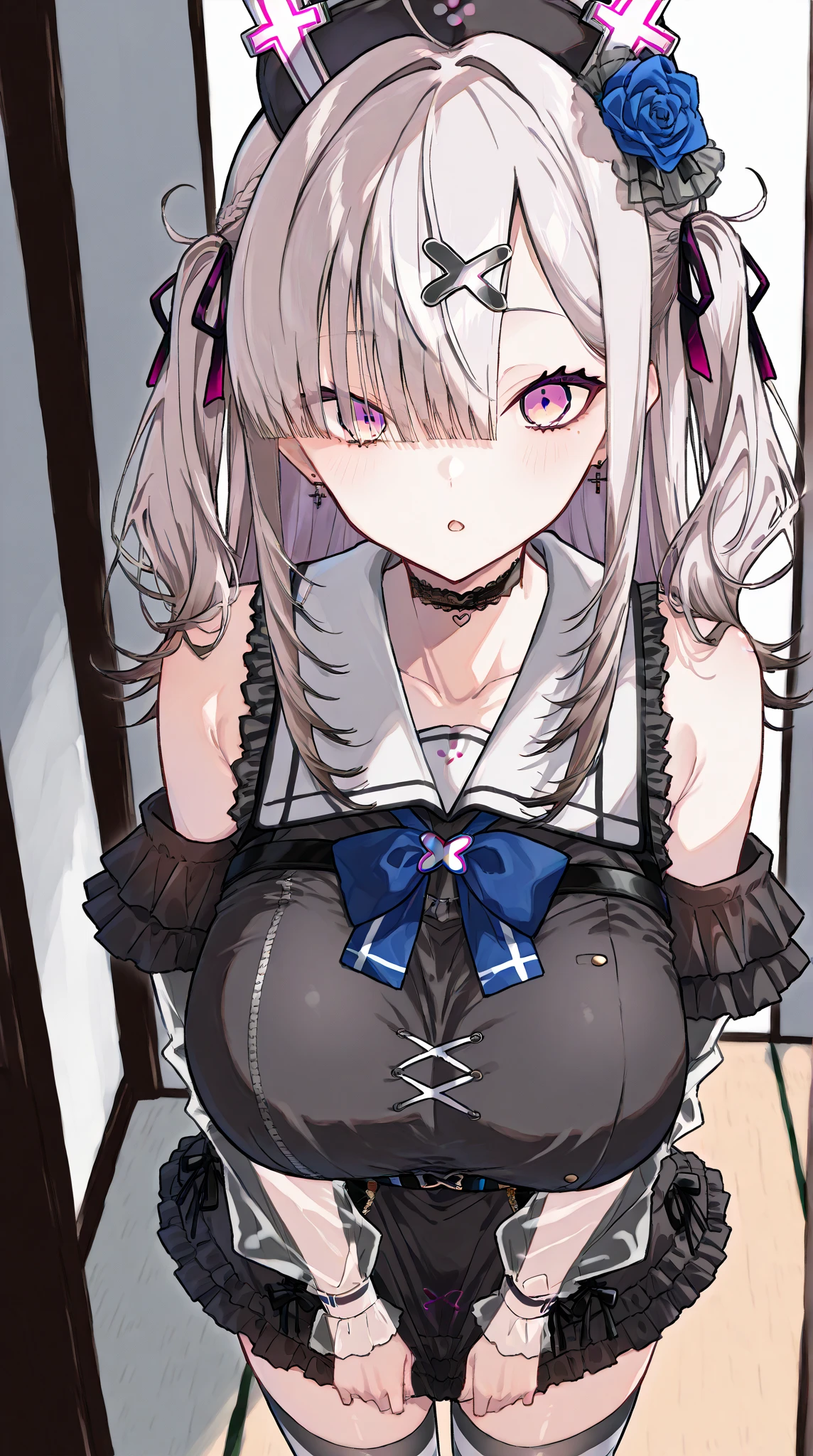 Cute beautiful girl、Big eyes、From below、(blush:1.3)、Nipples