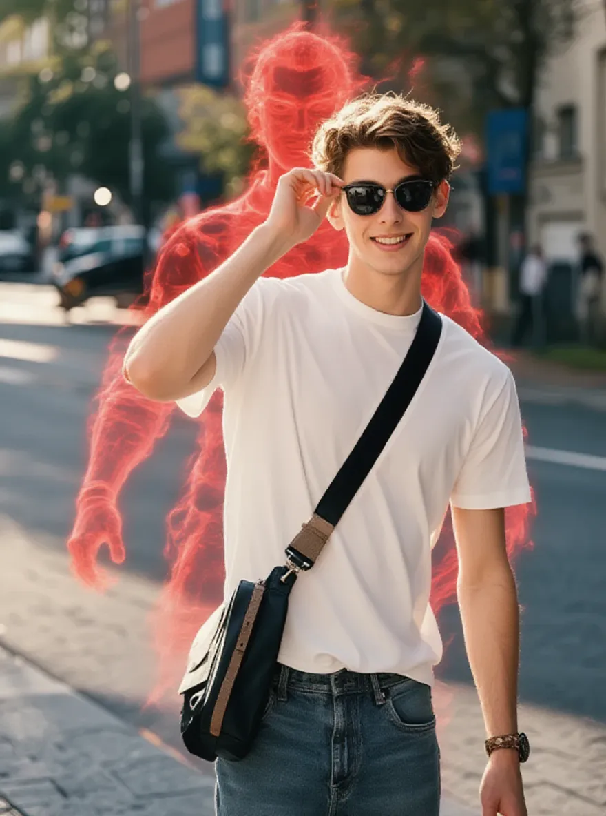 O efeito de aura estilo anime atrás de mim