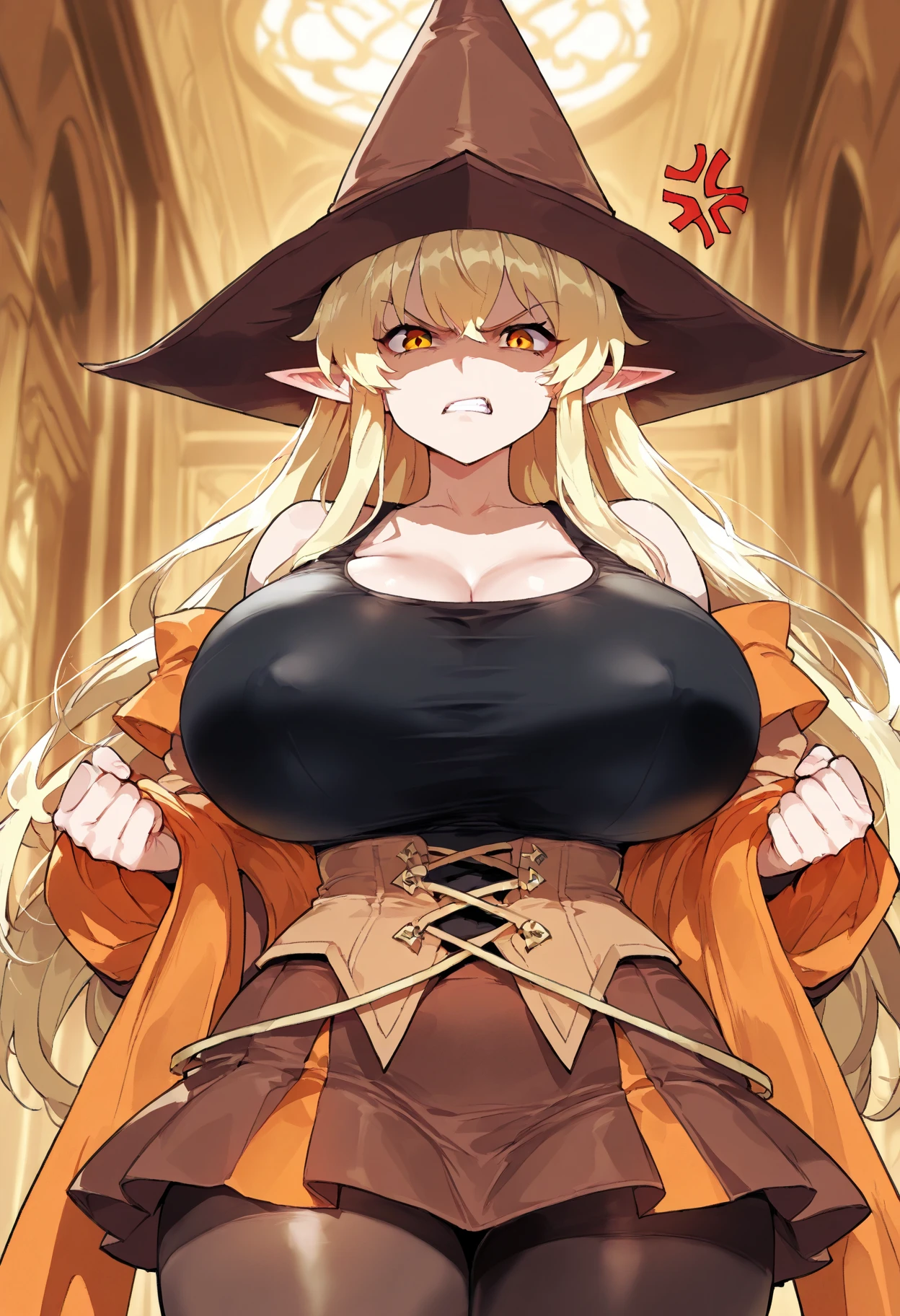 score_9, score_8_up, score_7_up, source_anime, rating_explicit, uncensored,masterpiece,best quality, source_anime, anime screencap, megami magazine, 1shota, breast sucking, BREAK, upper body, Shiki_XL, 10s, huge breasts, nipples, cleavage, blonde, long hair, red eyes, hairclip, BREAK, shiki_shinobi_outfit, shiki_witch_hat, cape, elbow gloves, garter straps, thigh boots, black thighhighs, blush, smile, half closed eyes, looking down, sweat, forest