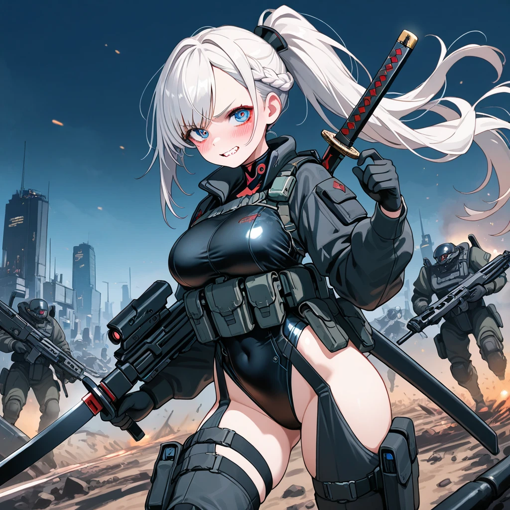 (<lora:Girls' Frontline-A545:0.8>original_outfit),black headwear,cross,fur trim,bodysuit,