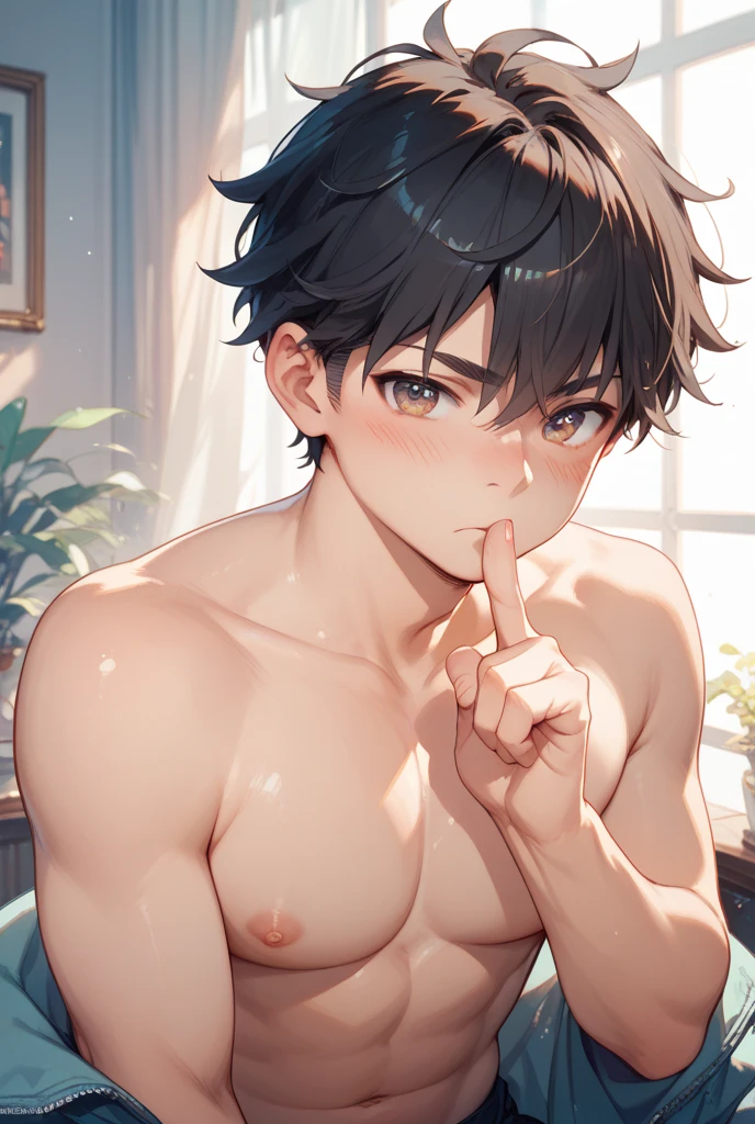 2 boys without clothes, 15-year-old boys, armpit, (shirtless), hansome, Armpit licking, Clean image, Smooth image