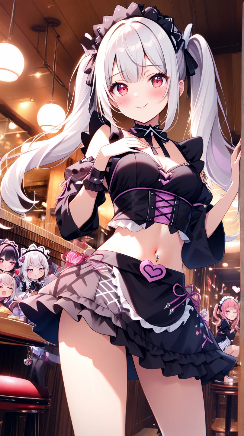 masterpiece, 最好of品質, Eyeliner, Eyeshadow, looking at the audience, 彎曲of, (full-body shot) of (doll body sd15:0.8) Wear (party wear:1.2), 1 Girl, 独自of, long hair, soft breasts, giggle, 無袖of, Bangs, blush, Garment cutting, long hair, 有光澤of皮膚, 廣場of戶外座位, 多雲of天空, Upper Body, Extremely detailed, illustration,