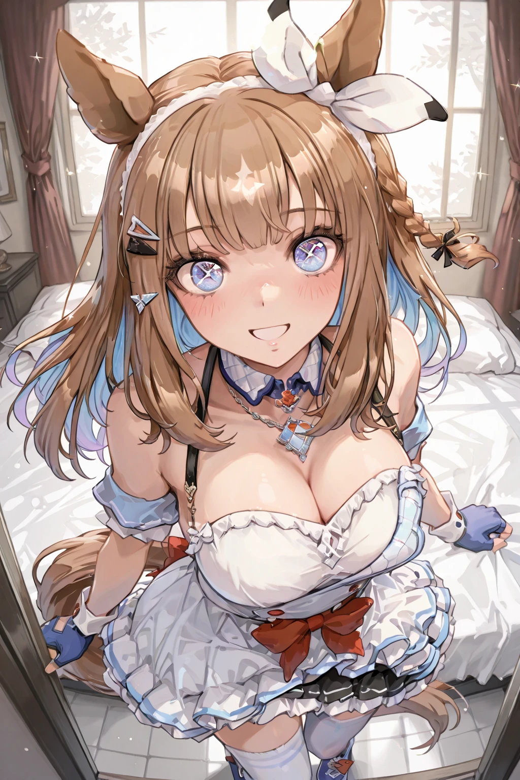 (((NSFW)))、teens 2 girl、(((Colossal tits)))、double tooth、Awesome、Red cheeks、((((A big penis grows out of a pussy))))、(testicle)、penis、futanari、Too much skin tone、Sullen expression、plump figure、big butts、((​masterpiece、top-quality))、girl with、(((Silence Suzuka)))、umamusume、orange color Hair、long Hair、(((Daiwa Scarlet)))、Horse Girl、brown haired、twin tails、red_eyes、Pupil of the slit、Silver tiara、hair_intakes、bare_shoulders、short_sleeves、large breasts、hair band、Stand、1 futanari girl and 1girl are having sex
