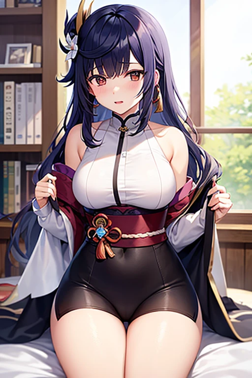 A woman with big ,Gorgeous,clavicle,Prominent and smooth underbreast area,Fully transparent sailor suit,Intricate details,Beautifully,Showing belly,Hip tattoo,
