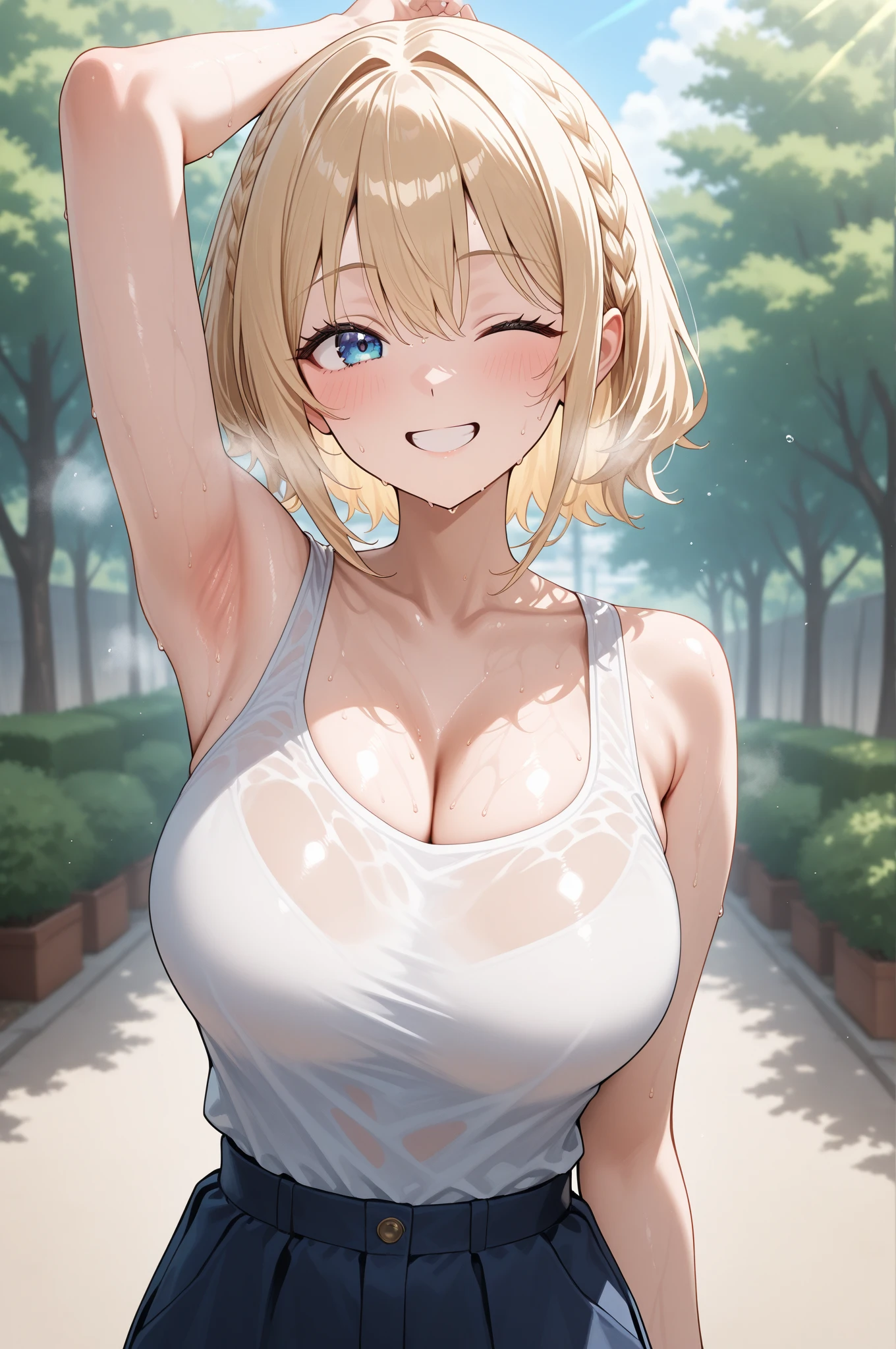 (Low Saturation:1.5),anime,1girl,pov,masterpiece,Awards, high quality,High resolution,HD,4K,8K,high quality,portrait,simple background,closeup upperbody,white clothes,Independently deformed breasts,shruged,viscous paint,(swiping breasts:1.3),oily skin,Slimy Cleavage,(Cleavage Bulge,deformed to flat breasts:1.4),(Medium breasts:1.2),Compressed chest,camisole,Crop tops,(Enhance breasts pose:1.3),sriped strap,perspective,perfect skin,smile,pale color tone,(grayscale:0.5),one point color