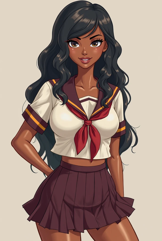 Brown skin Black Hair Sailor suit girl Blowjob