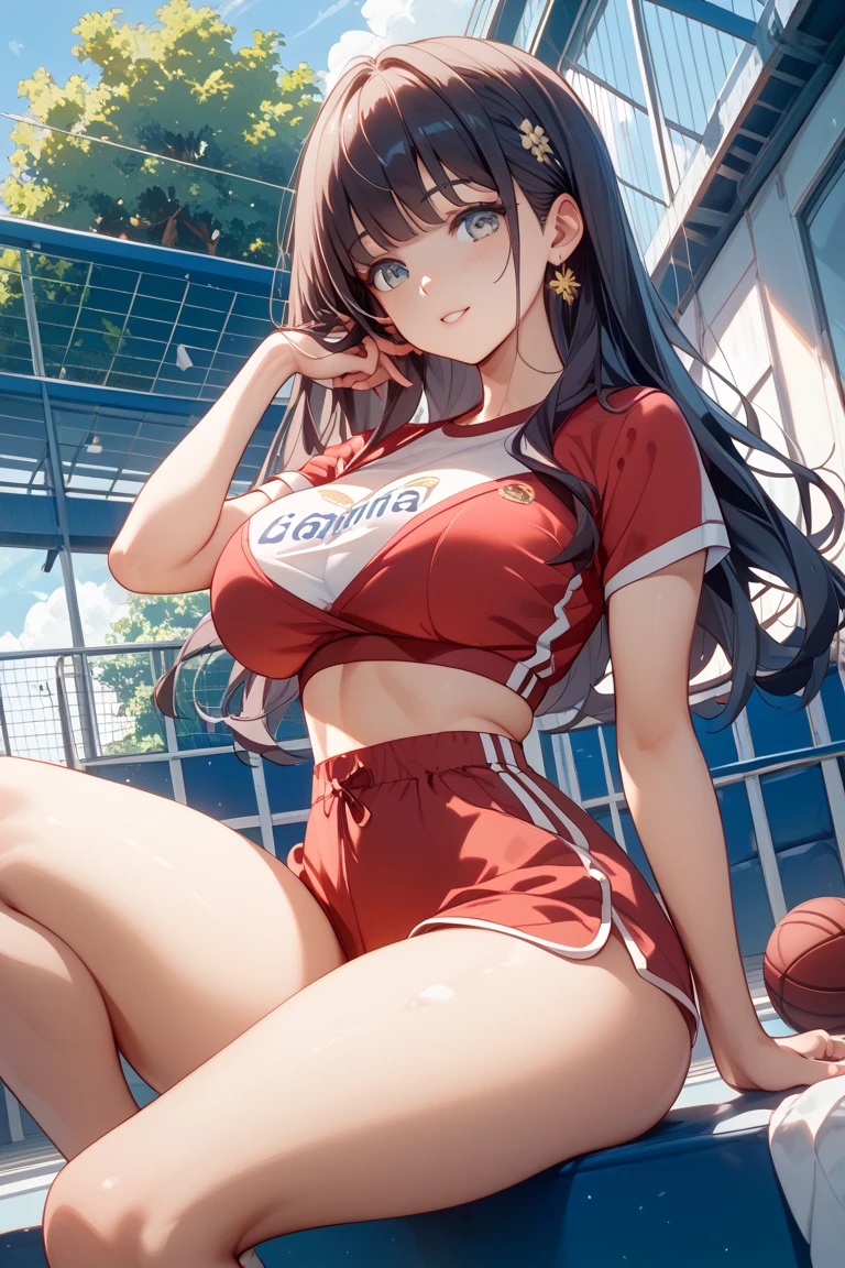 Spread legs、m-legs,Whole body、competition swim suit, onepiece swimsuit, Latex,Braids、red lipsticks、a miniskirt、Full smile、Lift the hem of the skirt、Hospital bed,irrumatio,