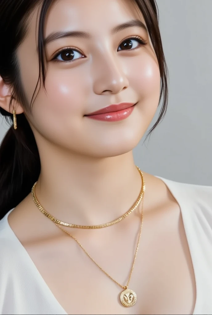 company office,executive secretary,okinawa,((full body)),((photo)),((best qualtiy, 8K, tmasterpiece:1.3)), Focus:1.2, perfect figure beautiful girl:1.4,1girl,cowboy shot,look at viewer, eyes facing the camera,incredibly absurd, beautiful and cute girl with a photorealistic face, showcasing top-quality craftsmanship, Japanese woman working in an office, 22 years old, hairstyle is black bob hair, inward curling hair reaching the jaw line, thin and soft hair, wide forehead with beautiful hairline, thin eyebrows, large almond-shaped eyes, light brown eyes, long eyelashes, double eyelids, straight nose, small lips, smile with upturned corners, fair and translucent skin, plump cheeks, cute impression, glamorous, tall, well-balanced proportions, large E-cup breasts, beige V-neck knit, white tight skirt, heeled pumps, pearl necklace and earrings, small bag, gold watch, beautiful, pretty older woman, neat, serious, hardworking, kind, considerate, highly trusted by those around her, April