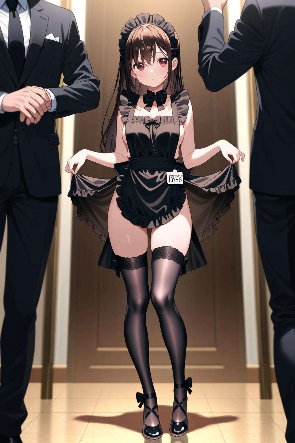 ((二人のIn underwearの女性がセクシーにOffice corridorを歩いている後ろ姿:1.8), Beautiful Anime Women, Beautiful art style, Anime characters, ((Smooth texture, Realistic texture, Anime CG Style)), ((Highest quality)), (Very detailed), (Very detailed CG 統合 8k 壁紙), Very detailed, High-resolution RAW color photos, Professional photography, Brown Hair, Stylish hairstyle, Slender body, (Stunningly beautiful woman), (Office corridor, Many business people walking down the corridor, There is a window in the hallway:1.3), ((Black high heels), (Sexy and cute yellow underwear:1.3), (Stylish shiny yellow satin panties, Side-tie panties:1.3), (Thin panties:1.3), (Yellow micro lace satin bra, Yellow bra with lace trim, Thin bra:1.3), (lace garter belt, Garter Strings, Knee socks:1.3):1.3), naked, In underwear, In underwearのオフィスレディ, Exact number of arms, Exact number of legs, Perfect Anatomy, (Embarrassed expression, Surprised expression), Angle from the rear, Exact finger count、Exact number of legs、(Exact number of arms:1.0, Exact number of hands:1.0), (Perfect hands, Perfect Anatomy)