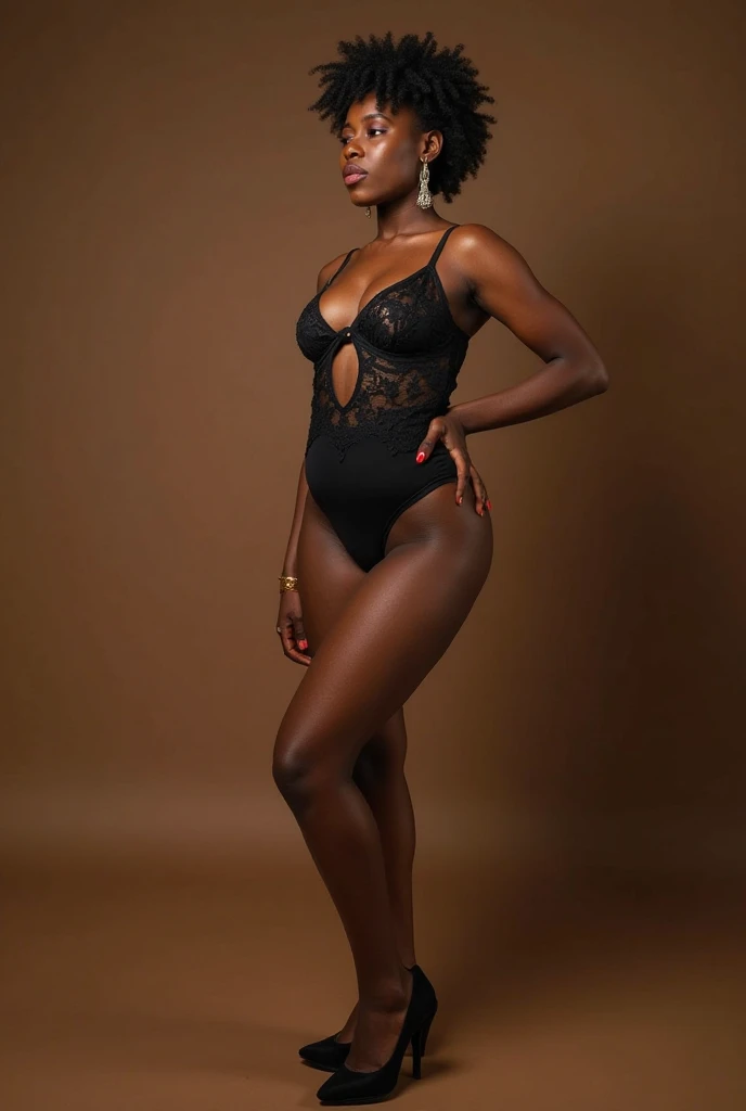 Naked black woman in super sexy detailed black thong 
