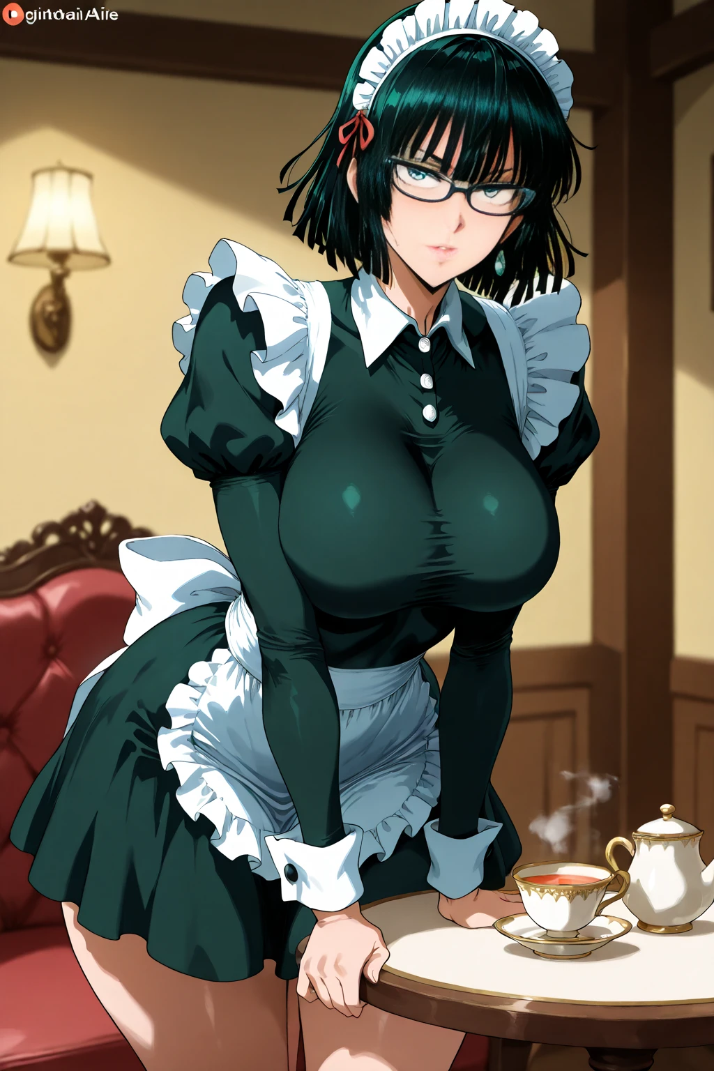 female with green fringe style bob haircut , fubuki, Huge breasts, Solo, masterpiece, Best Quality, Detailed face, Detailed eyes, high resolution,((Drunken eyes, Sluty 、red blush))finery detailed face, long eyeslashes, Curvaceous,(perfect leg、perfect hand、Perfect whole body、((bunny girl outfit))、cleavage of the breast) , ((Upper Body))