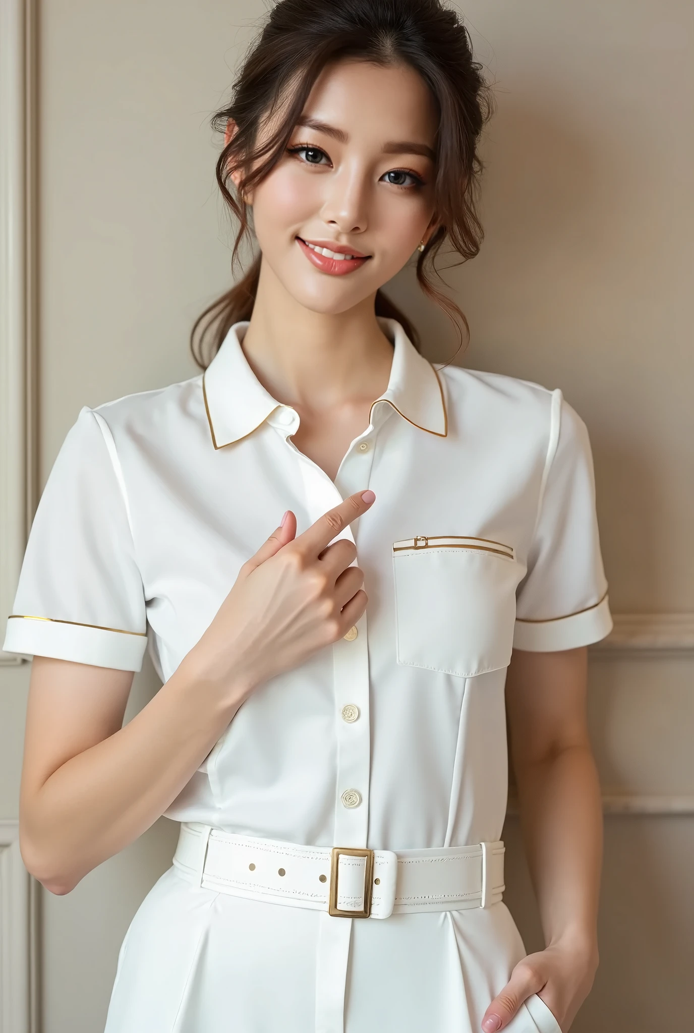 Japanese beauty、A slip is visible from under her office uniform., Not wearing a skirt, business clothes, woman wearing office dress, Work clothes, Work clothes, catalog photo, from me, Detailed image, business clothes装, Image Center, grey, Slip is visible、 in sight、