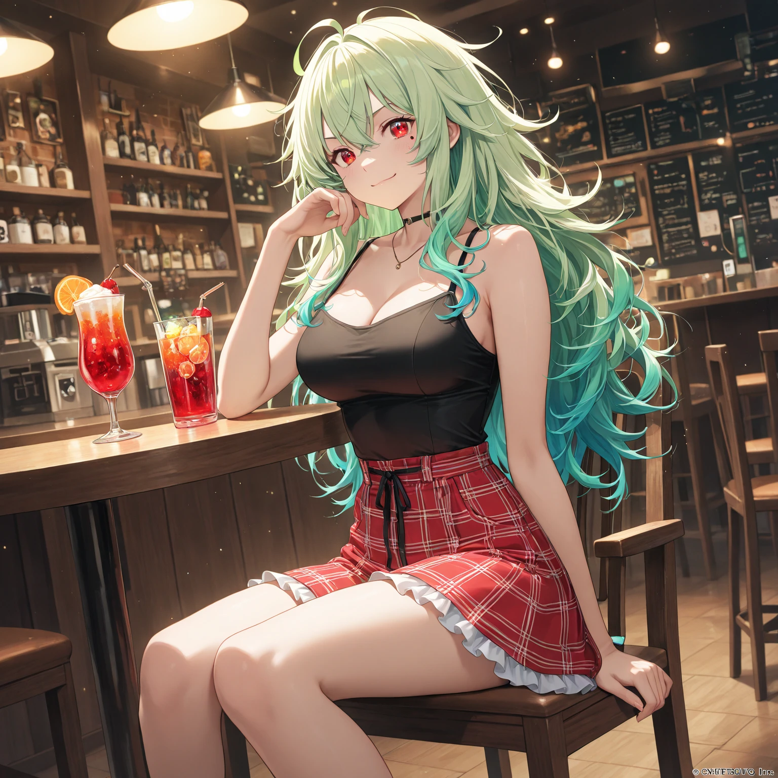 Make anime style art, create a vibrant Brazilian style bar scene. The bar must have women smoking and others drinking. The atmosphere should be dirty and welcoming. Women can dress in different styles of casual clothing, and the environment must have elements typical of a Brazilian bar, . Add details that convey a relaxed and fun atmosphere, with soft lights and a touch of vivacity.
