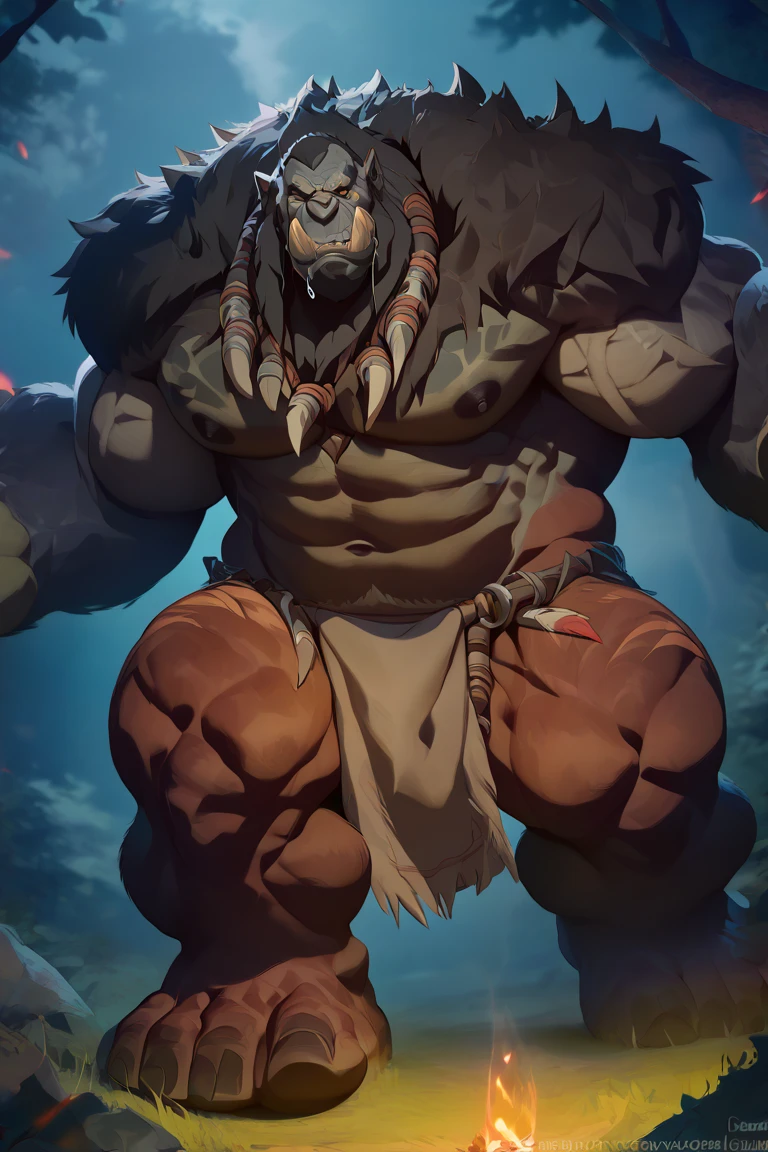 lindong, lucusold, a man with a huge muscular and fat hog, boar fox walking in fantasy word, magic forest, glowing plants, ((muscular, musclegut, huge belly)), thicc, lowres, giant and muscular, danbooru and artstation, heavy detailed, insanely inflated hips, proportionally arms, commission for high res, detailed but rough, semirealistic:1.3