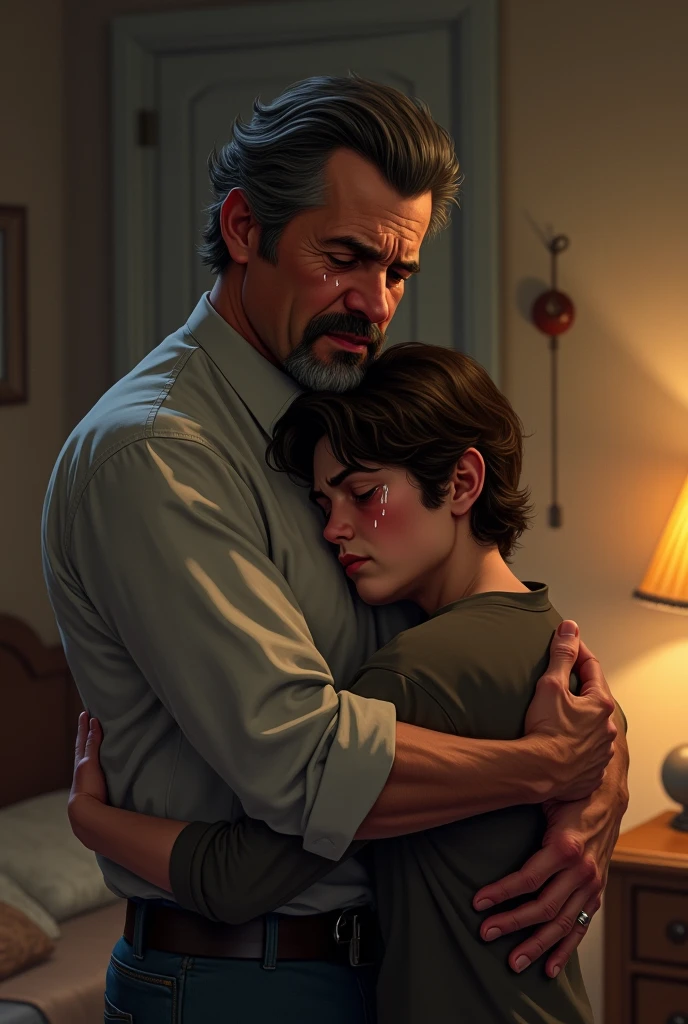 The prodigal son receiving a hug and a ring from his father.