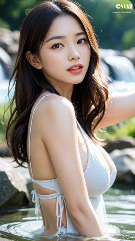 (RAW photo, highest quality), (realistic, Photoreal:1.3), table top, very delicate and beautiful, soft light, (brown hair, Shoulder-length straight hair sways in the wind), beautiful detailed girl, (finger details), highly detailed eyes and face, beautifully detailed nose, beautiful and detailed eyes, 1 girl, Japanese, Neat beauty, cute, embarrassed look、 (dress shirt), (Half body:1.3), (medium breasts), realistic face, realistic body,