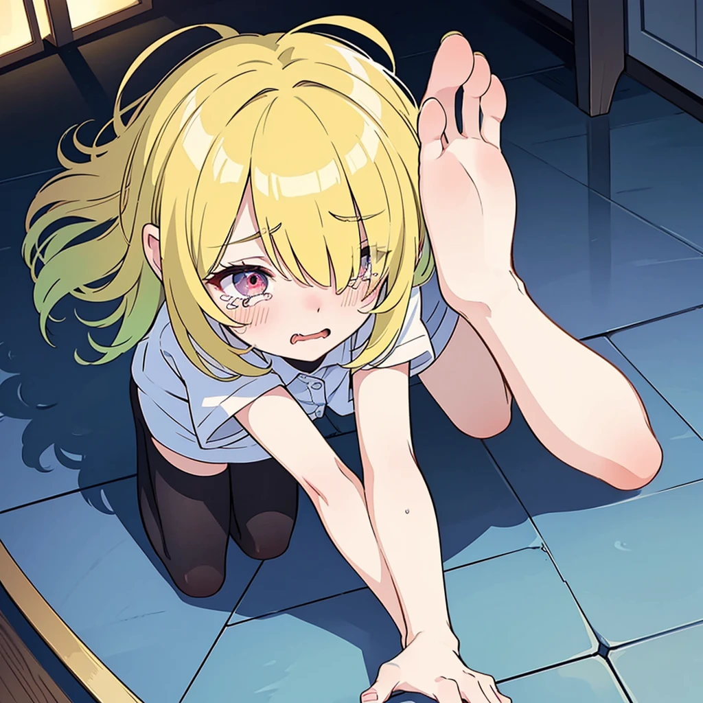 (scared face),(((orange spotlight))),((((((crawling on the ground)))))) ,(((((on all fours))))),((((all four)))) ,sweating ,shadow on her body ,((toes)),small,(((looking at viewer))), ((((abandon factory)))),(at night)
((((((((masterpiece)))))))), best quality, highly detailed, extremely detailed CG unity 8k wallpaper,illustration,sfw,safe for work,solo,female,1female,small,
((dark blue eyes)),da,abs,(((((((bare feet))))))),((((flat chest)))), bare legs, bare shoulder,bare arm,(((small breasts))),(slim body),(((((red lace bra))))),,medium hair,blonde ,
(((cameltoe))),((gritting teeth)),slim,wet body,((((trying not to cry)))) ,(terror),(scared face),sweating,(tears), rough breath, (blush),
indoor,((((abandon factory)))),(at night),spotlight,(((grey background))),(grey wall),wire,pipe,(night),
