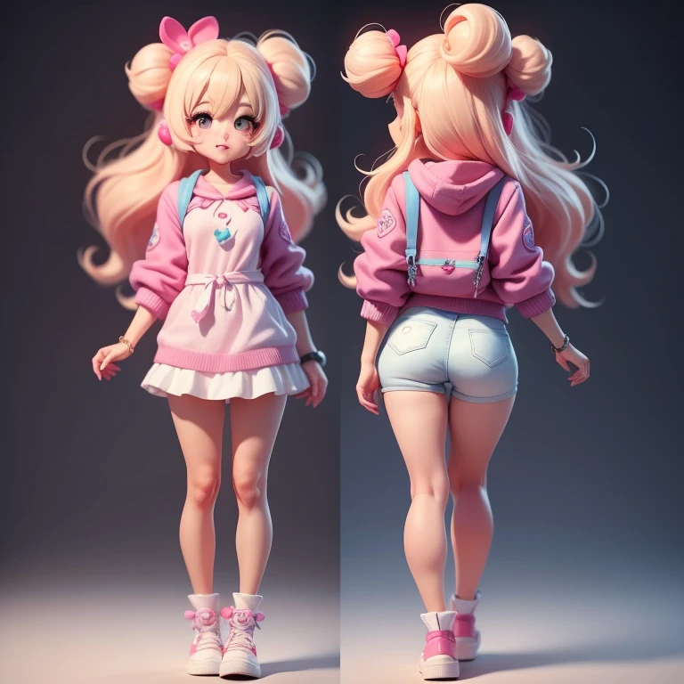 a super cute girl, full body, dreamy cute hair accessoriesPopmart Blind Box, IP design, clean and bright background3D rendering, OC rendering, 8k, soft focus, fine Glossysuper detail --ar 3:6 50 --q 2 --niji 5 --style expressive --s 2