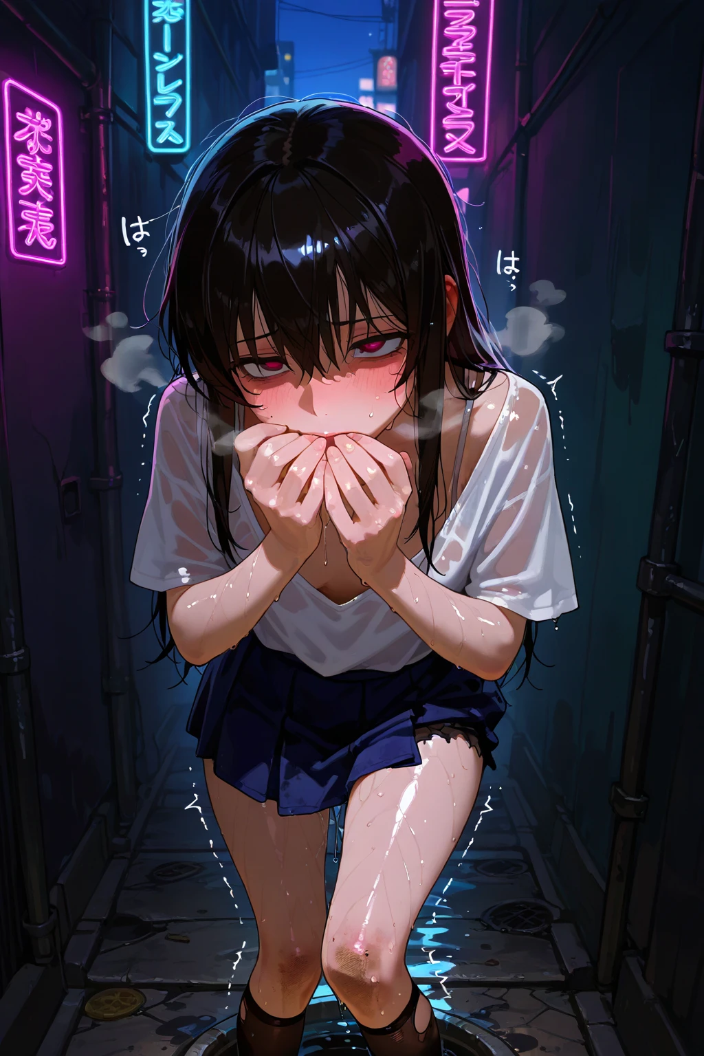 masutepiece, Best Quality,8K resolution,Realistic,, 1 girl, Crying, Girl wiping glass