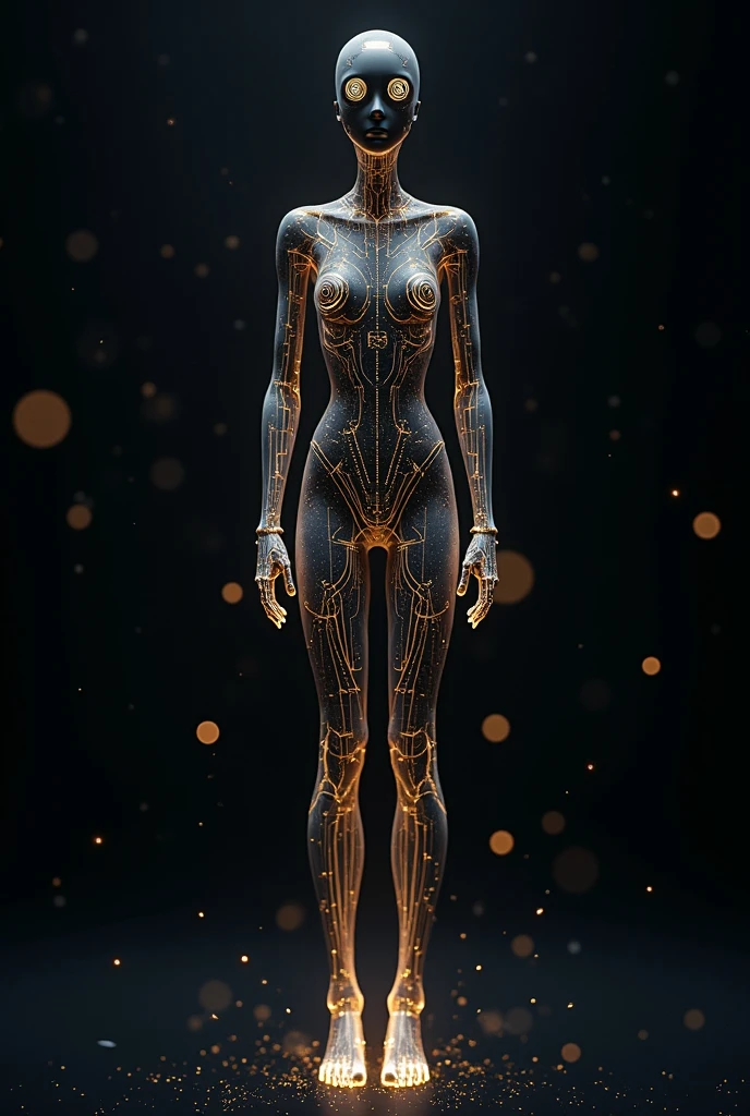 Crystal structure evolving into a female form, Show your approval with your body
