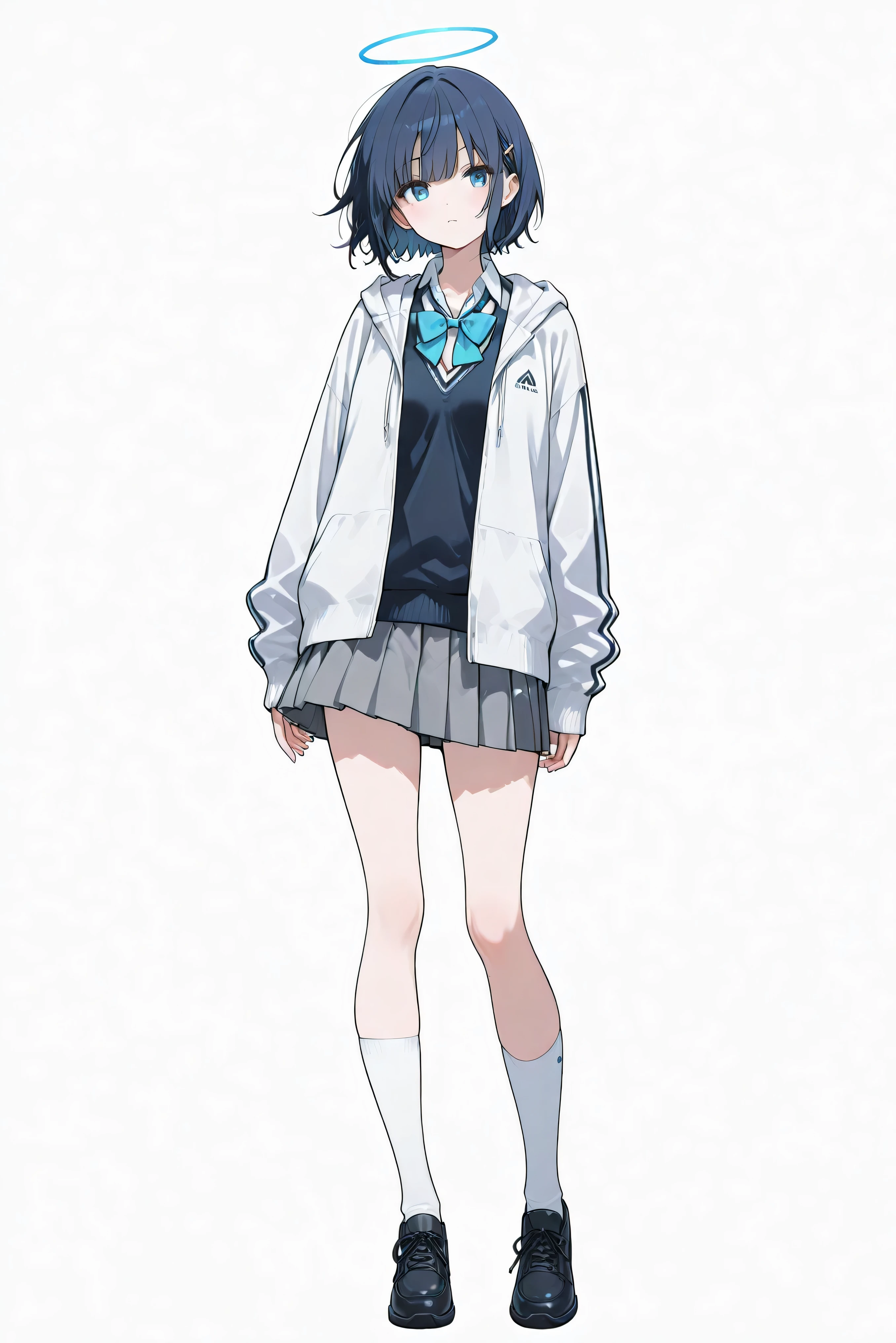 Resolution、High Quality、high school students、solo、white background、high school students、、standing、、、Full Body、full of energy