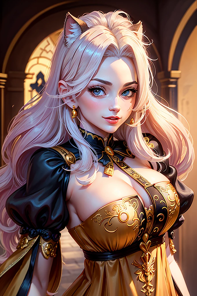 best qualityer, work of art, big boobies, (breasts big), Detailed texture skin, detailed cloth texture, face detailed, super detaill, 8K, intricate-detail, 1 girl, 30 years old, hight contrast, High resolution eyes, blond