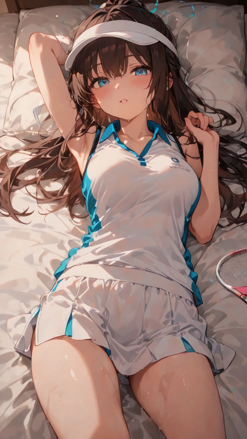 missionary position vaginal sex,(((having vaginal sex))), (((two girls))),delicate and cute girls with brown hair,((tennis wear)),(((tennis uniform))),(((tennis player))),((()))、16years、Super8K Ultra High Definition、Delicate texture、 Medium Hair、flat chest、(((pleated mini skirt)))、(((Wear a tennis uniform)))、,Plain clothes,spreading her legs,exposed panties,nsfw,middle breast,in hotel,lying down on the bed,spreading legs open wide with knees bent,creating the shape of the letter M,(((detailed race pink panties))),Two 16 year old girls hugging、The lower part of the chest is emphasized and exposed..、The breasts are wet with milk、、zoom、Glowing Skin 5.your breasts will grow、Realistically(((.two 14-year-old girls lying ))、(((two 14-year-old girls grab each other Chest seen from behind)))、(Hold me close to your heart)、your breasts will grow、Wear a T-shirt.Wearing pink panties、(two Striking a sexy pose),penis,penis insert(((pink taste tennis uniform))),showing armpit