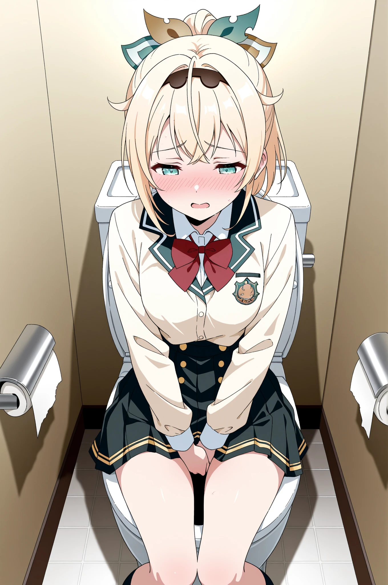 ((masterpiece, best quality)), high resolution,ultra detailed, detailed background, perfect lighting,detailed beautiful eyes,cute pussy,1girl,solo,nsfw,clitoris,vagina,embarrassed,blush,look at viewer,steam,sweat,aroused,(from below:1.2),from front,(standing),wavy mouth,open mouth,in heat,fisheye lens,confused,show off pussy,(bottomless,skirt lift:1.4),slender,short stature,slender,pale skin,small breast,twin braids,medium hair, blond hair,pink eyes,momoi (blue archive),cat ears,