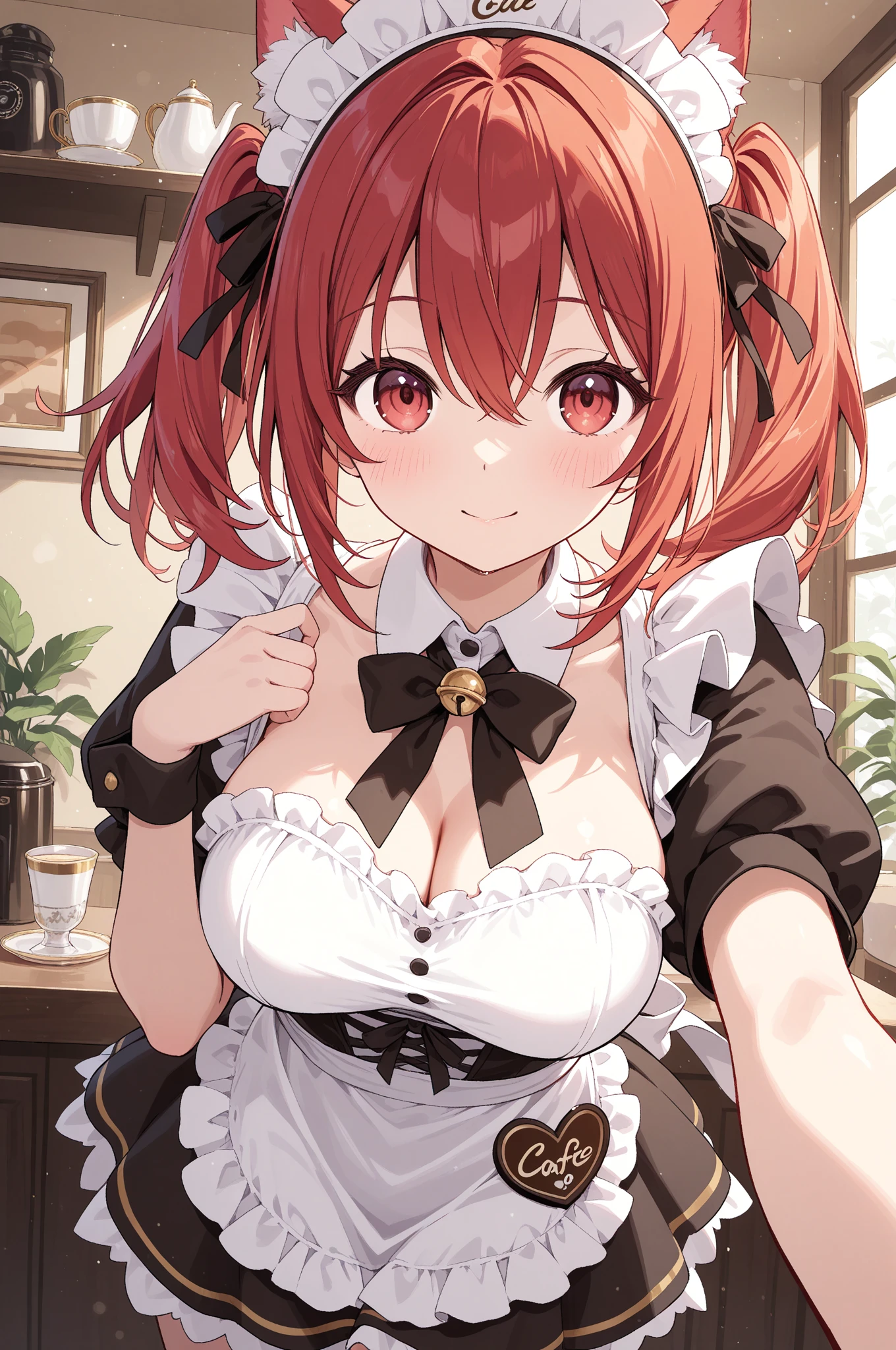 (masterpiece:1.2), Redhead,ponytail,Blue ribbon,Pink Apron Dress,(Anna Millers:1.5),Red High Heels,White Background, Cute face, (Red eyes:1.5), Perfect body (Large Breasts:1.3), Red Shoes, Hair Ribbon, Highest quality, High resolution, unity 8k wallpaper, (figure:0.8), (Beautiful details in the eyes:1.6), Highly detailed face, Perfect lighting, Highly detailed CGI, (White Background:1.5), I don't have anything in my hands, One girl, whole body