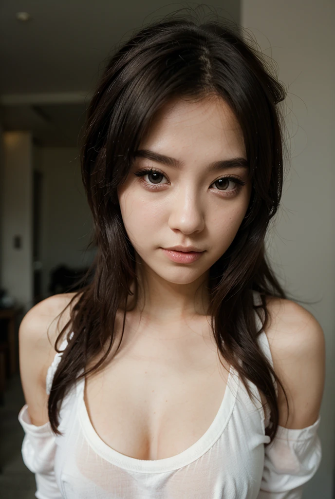 ((highest quality, 8k, masterpiece :1.3)), One girl, Thin Belly、Beautiful woman :1.3, (Random Hairstyles :1.2), Highly detailed face, Fine grain, double eyelid、（Small breasts、Small breasts：1.3）、Very thin、Japanese women、whole body、Lie on your stomach and raise your hips