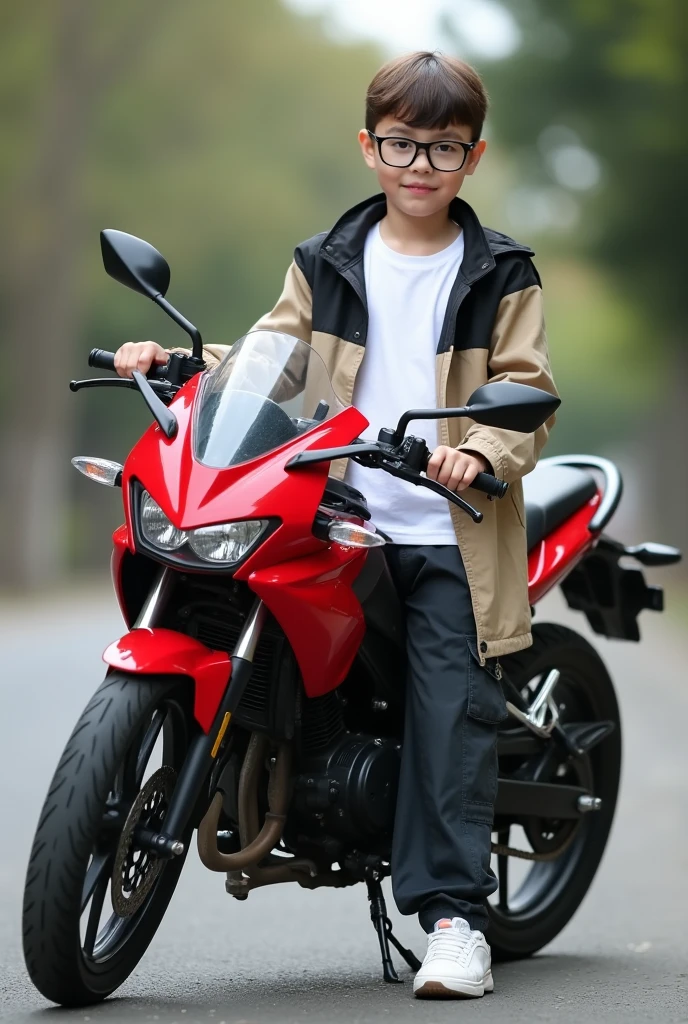 Make a boy on the motorcycle 