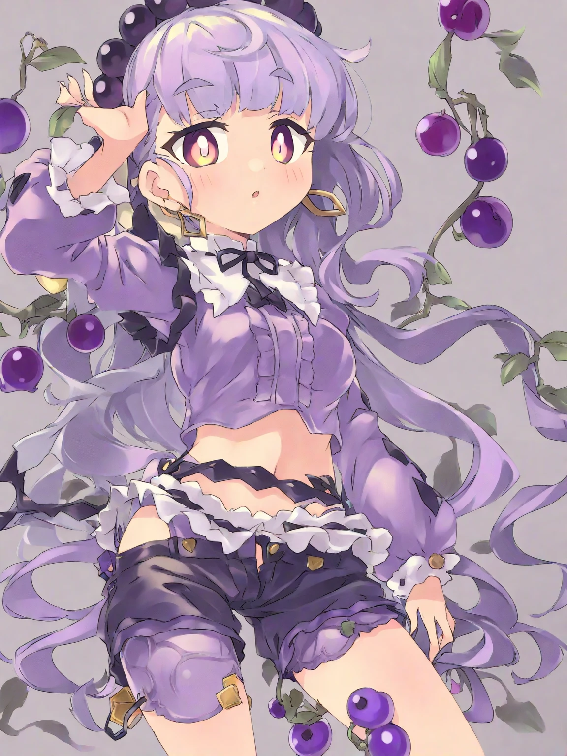 full body, solo, 1girl, happy, legs apart, dark purple hair, straight hair, pink eyes, light green raglan sleeves, Carnation \(flower\), floral background <lora:K-Rha_style_v01.10.01:1>