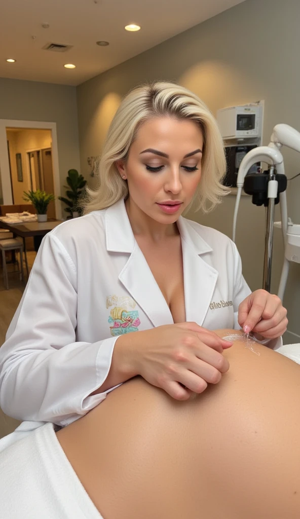 blonde mature, <lora:Gyn_speculum_V1.1:1>, gynsp, speculum, inserted