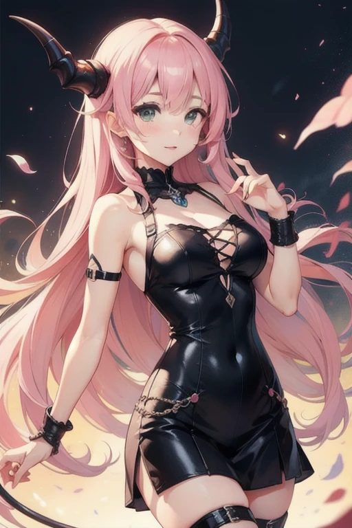 1girl, anime, cute girl, blank background, white background, fantasy, detailed fantasy dress with highlights, beautiful face, beautiful eyes, dark colors, pink hair with some streaks of blue strands, different color pupil in eye, medium small breasts (slightly big), slight cleavage, beautiful skin, cute, breast curtains, extremely delicate and beautiful, (beautiful detailed face:1.0), (detailed deep eyes), symmetrical breasts, deep eyes, shiny skin, portrait, slender waist, hips wider than shoulders, thighs, expressionless, young girl, luminous eyes, adorable,(Kpop idol),(aegyo sal:1),(Platinum blonde hair:1),((puffy eye)),Black panty,sexy posture,Superskirt, ultra high resolution,Black collar,slim figure, Abdominal y tattoo, womb tattoo,Tight-fitting leg ring,y tattoo on half-body,Bare skin, Armored hand,Hidden fingertips,Hand covered,Arm covered,Fist covered,{{beautiful detailed fingers}}, tufts of hair, moderate beautiful breast:1.0,(masterpiece:1.2), best quality, high-res, HDR, perfect face, intricate armor, delicate blue filigree, intricate filigree, red metalic parts, detailed part, dynamic pose, dynamic lights,