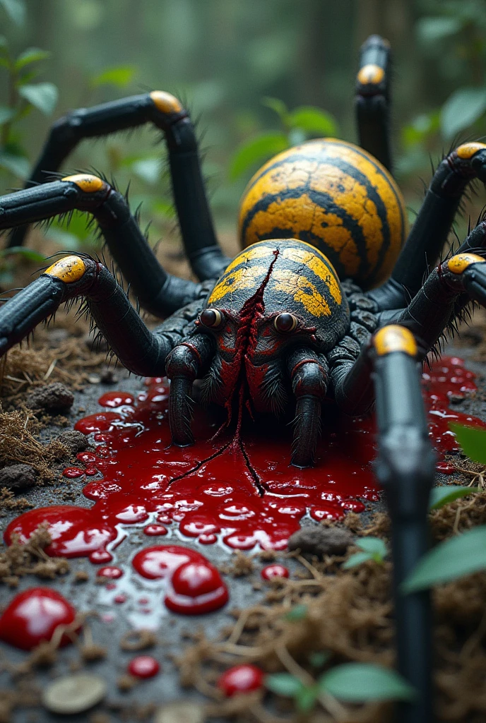 Black widow dying with severed arm